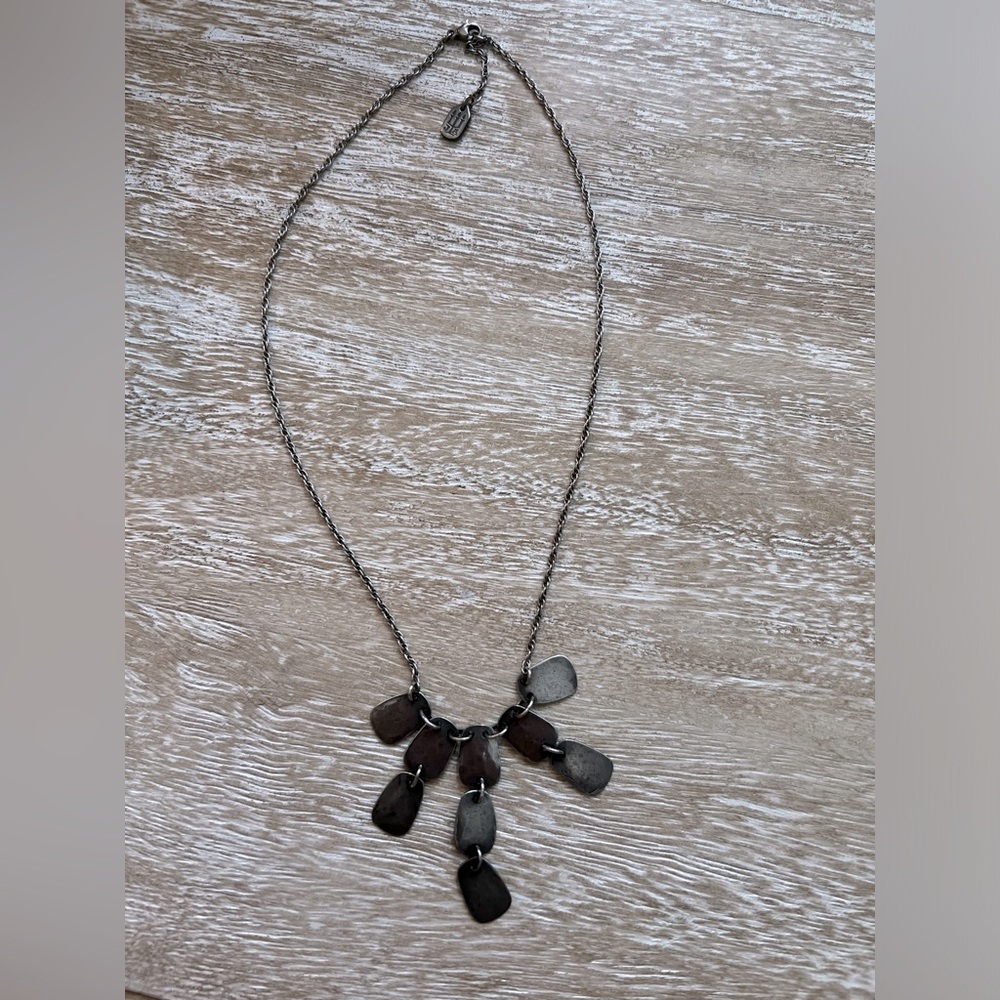 Retired James Avery hammered square necklace. Never worn. .925 silver.